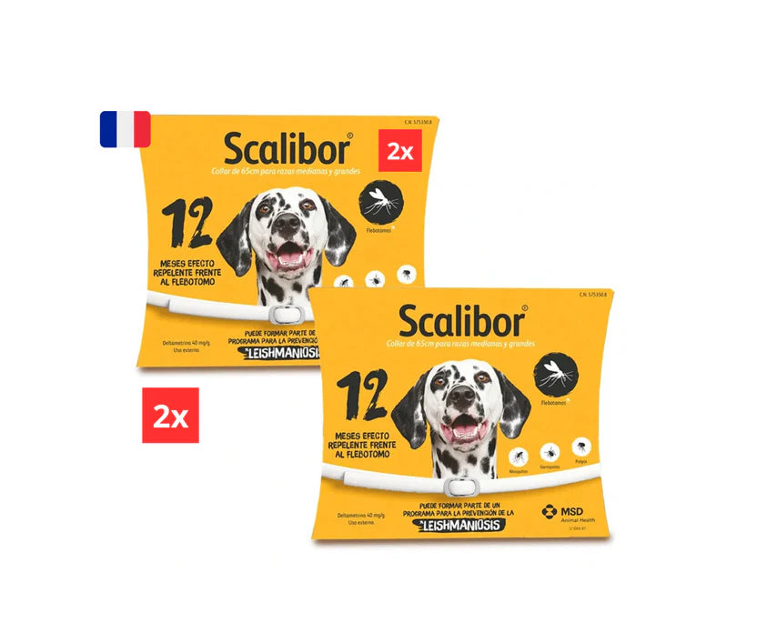 2 Colliers Scalibor antiparasitaire grand chiens 65cm