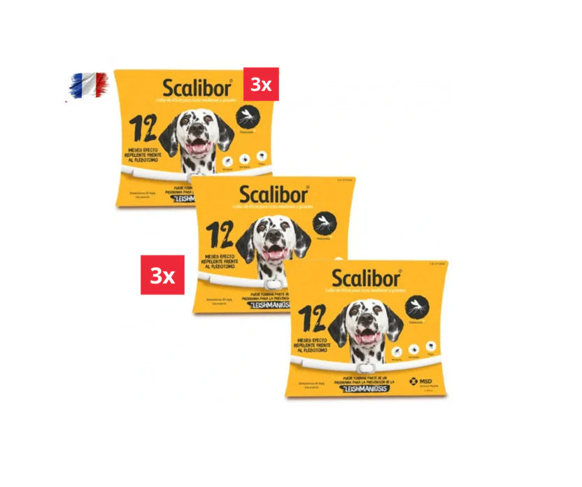 3 Colliers Scalibor antiparasitaire grand chiens 65cm
