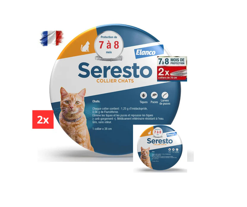 3 PCS Collier Seresto Anti-Puces-Tiques et Antiparasitaire pour chat Lot de 3
