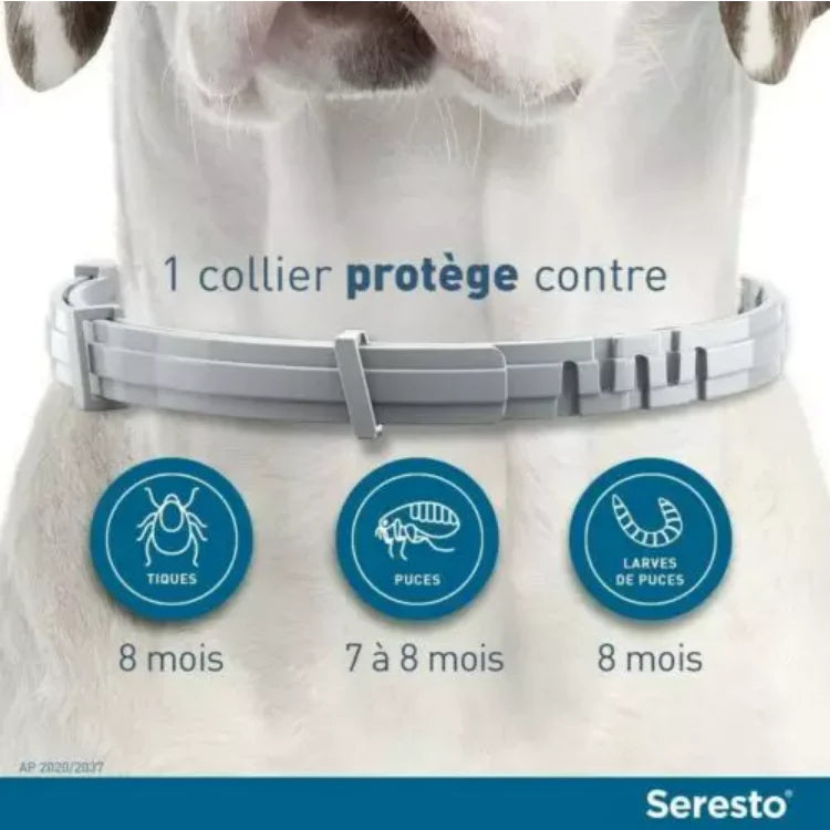2 Colliers Seresto anti-puce-tique et Antiparasitaire grand Chien+8kg Lot de 2PCS