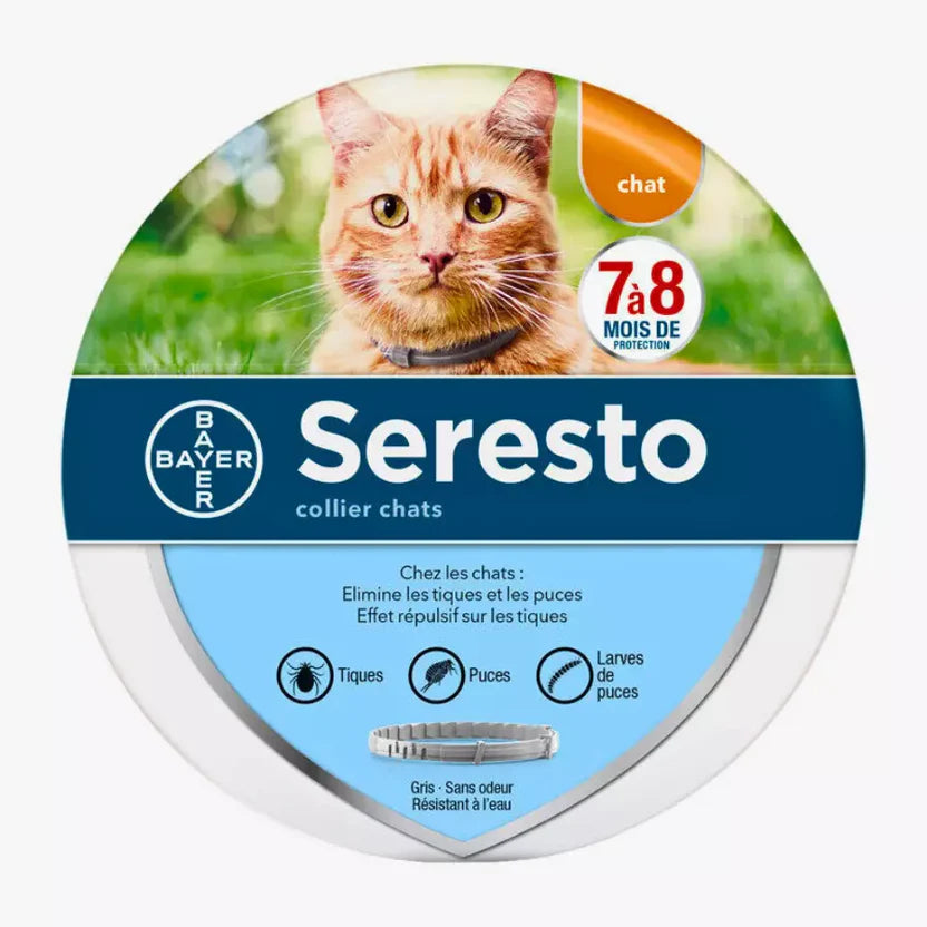 Collier Seresto Anti-Puces-Tiques et Antiparasitaire pour chat