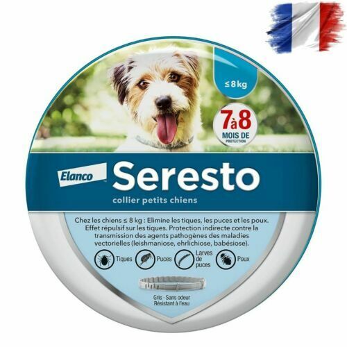 2 Collier Seresto Anti-Puces Anti-Tiques petit Chien -8Kg Lot De 2