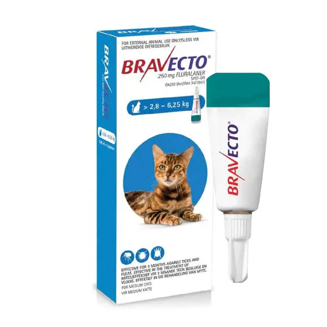 4 Bravecto Solution topique pour chats 2,8-6,25 kg (6,2-13,8 lbs) - Bleu 4 Doses