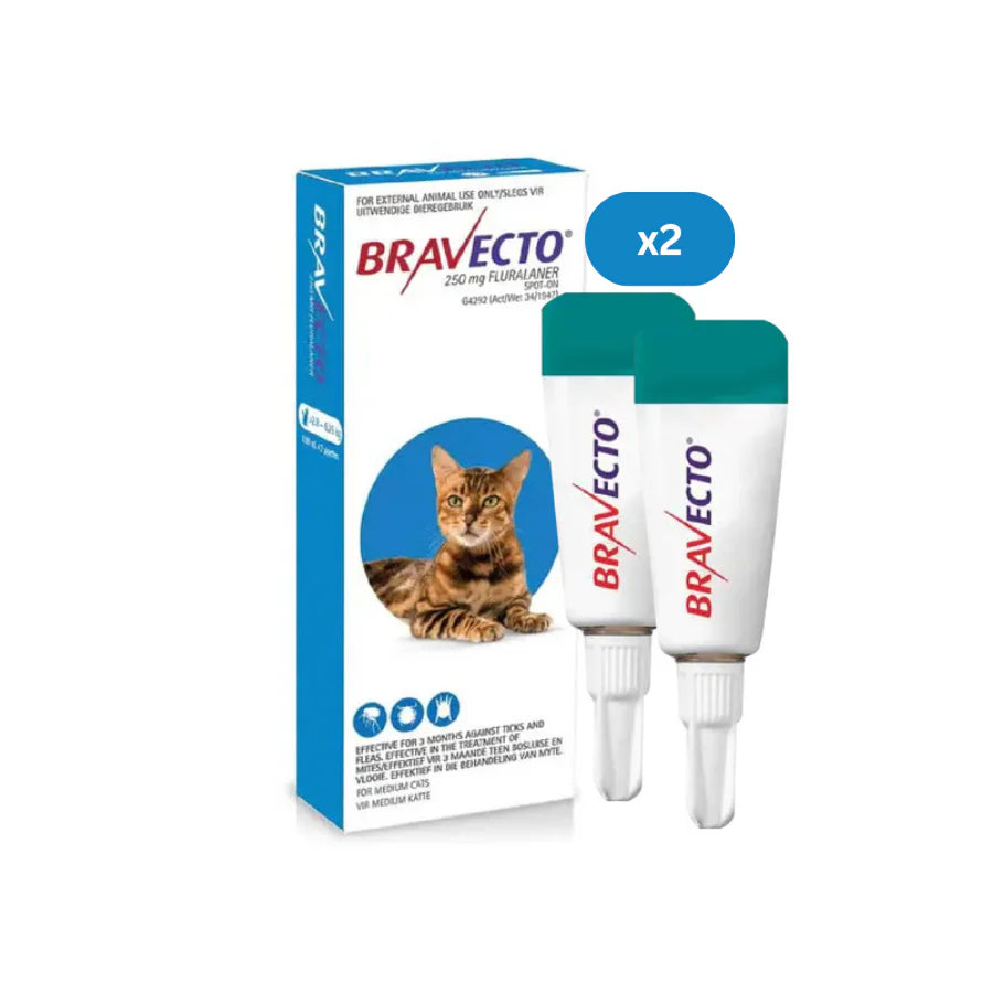 4 Bravecto Solution topique pour chats 2,8-6,25 kg (6,2-13,8 lbs) - Bleu 4 Doses