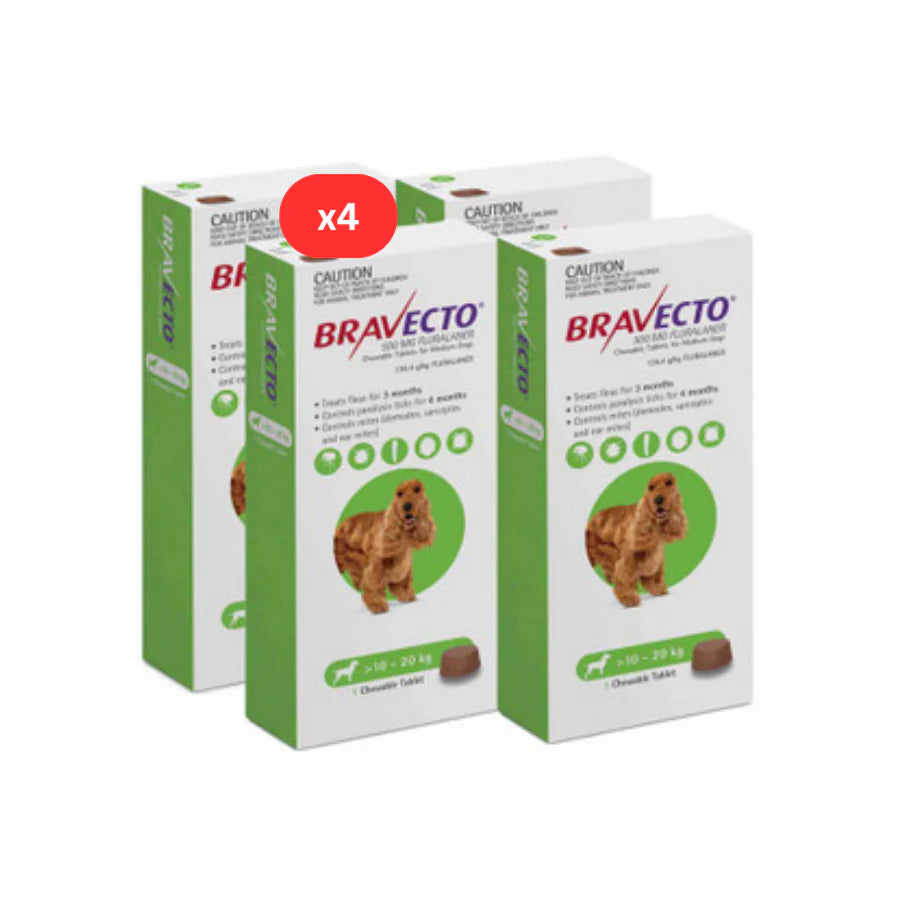 4 boite de bravecto pour chien vert